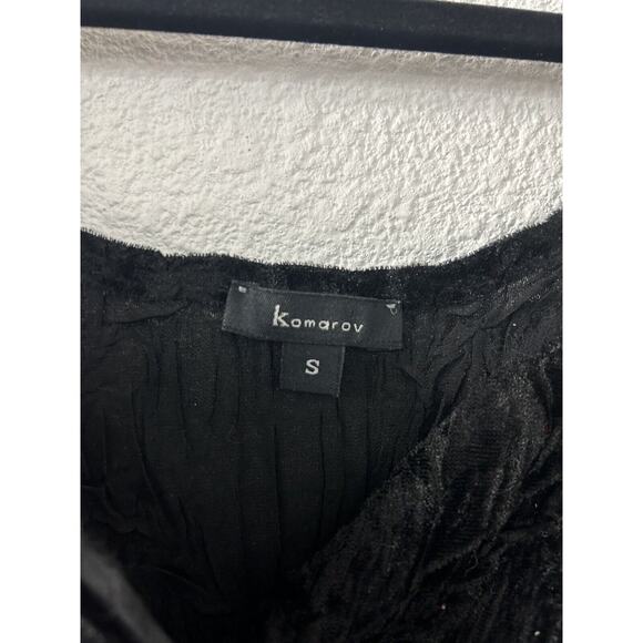 Komarov Tank Womens Babydoll Sz S Black Crinkle V Neck Y2k Bead WhimsiGoth Witch - Picture 6 of 13